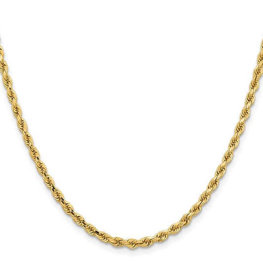 14KT Yellow Gold 26 inch 3.25mm Diamond-cut Rope with Lobster Clasp Chain