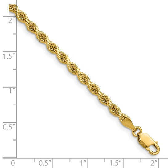 14KT Yellow Gold 16 inch 3.25mm Diamond-cut Rope with Lobster Clasp Chain