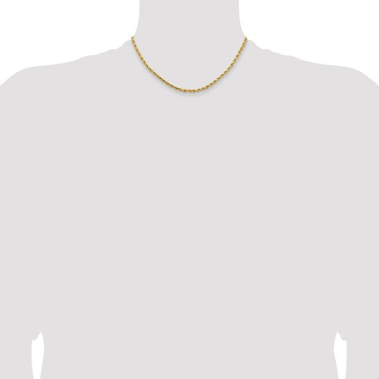 14KT Yellow Gold 16 inch 3.25mm Diamond-cut Rope with Lobster Clasp Chain