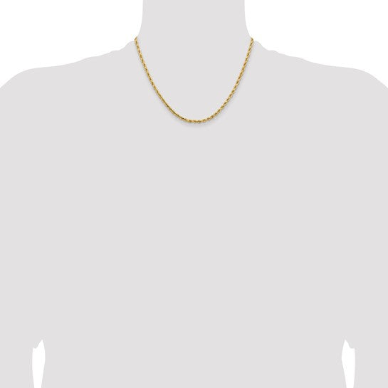 14kt Yellow Gold 18 inch 3.25mm Diamond-cut Rope with Lobster Clasp Chain