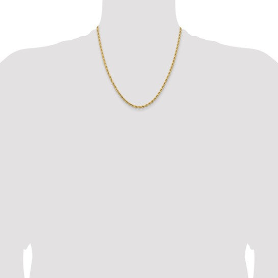 14kt Yellow Gold 20 inch 3.25mm Diamond-cut Rope with Lobster Clasp Chain