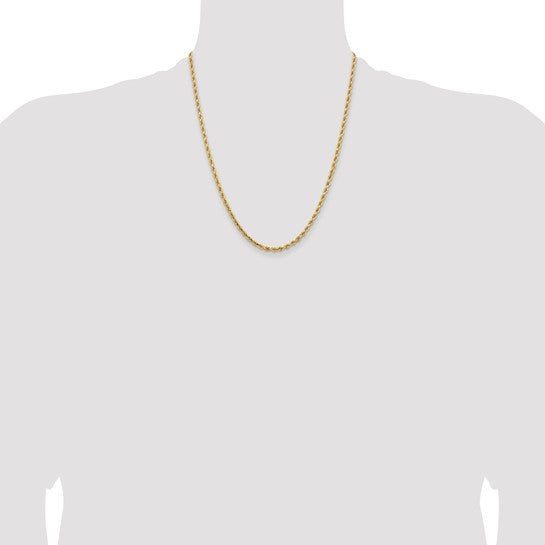 14kt Yellow Gold 22 inch 3.25mm Diamond-cut Rope with Lobster Clasp Chain