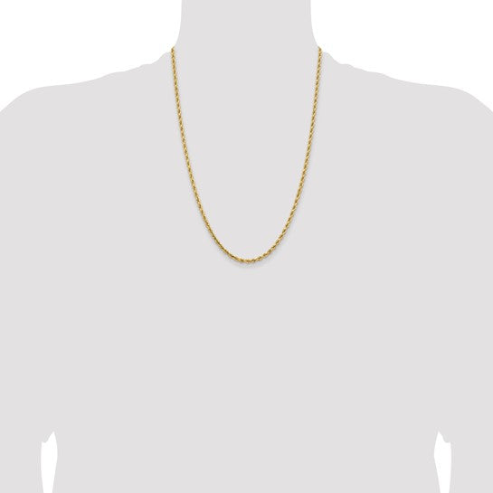 14kt Yellow Gold 24 inch 3.25mm Diamond-cut Rope with Lobster Clasp Chain