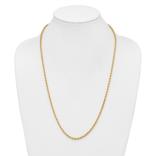 14KT Yellow Gold 26 inch 3.25mm Diamond-cut Rope with Lobster Clasp Chain