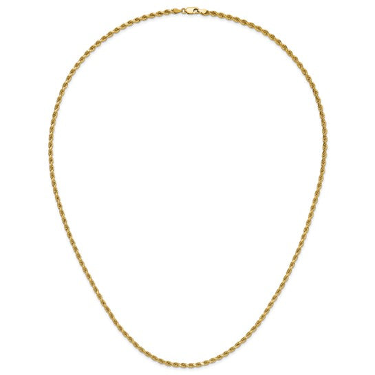 14KT Yellow Gold 26 inch 3.25mm Diamond-cut Rope with Lobster Clasp Chain