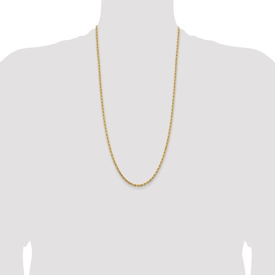 14kt Yellow Gold 28 inch 3.25mm Diamond-cut Rope with Lobster Clasp Chain