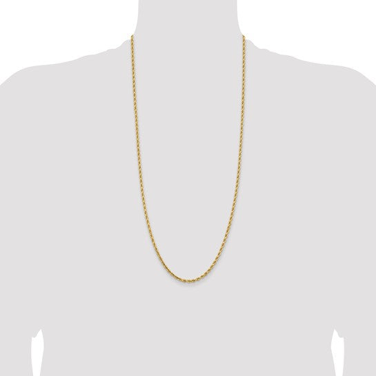 14kt Yellow Gold 30 inch 3.25mm Diamond-cut Rope with Lobster Clasp Chain
