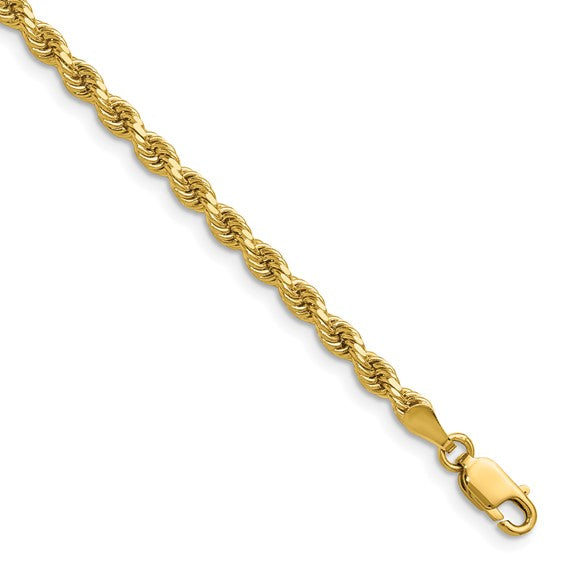 14kt Yellow Gold 22 inch 3.25mm Diamond-cut Rope with Lobster Clasp Chain
