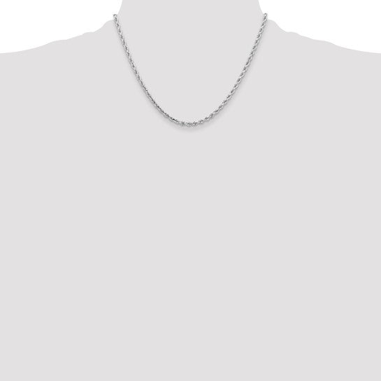 14kt White Gold 18 inch 3.25mm Diamond-cut Rope with Lobster Clasp Chain