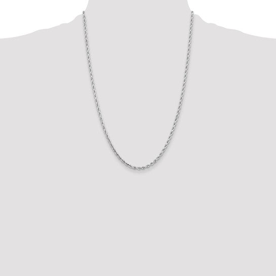 14KT White Gold 24 inch 3.25mm Diamond-cut Rope with Lobster Clasp Chain