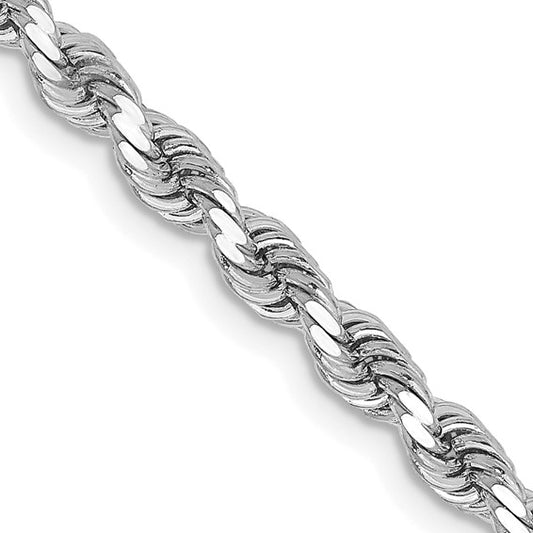 14kt White Gold 28 inch 3.25mm Diamond-cut Rope with Lobster Clasp Chain