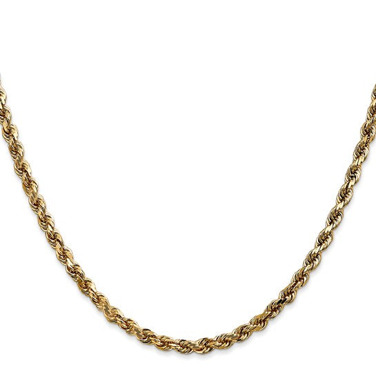 14KT Yellow Gold 26 inch 3.5mm Diamond-cut Rope with Lobster Clasp Chain