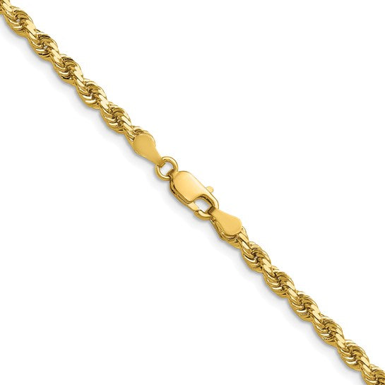 14KT Yellow Gold 28 inch 3.5mm Diamond-cut Rope with Lobster Clasp Chain