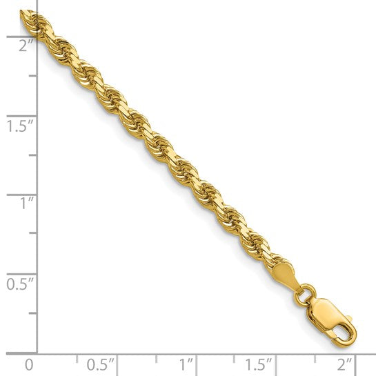 14KT Yellow Gold 22 inch 3.5mm Diamond-cut Rope with Lobster Clasp Chain
