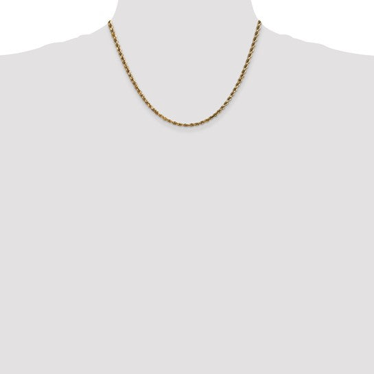 14kt Yellow Gold 18 inch 3.5mm Diamond-cut Rope with Lobster Clasp Chain