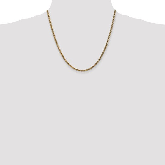 14kt Yellow Gold 20 inch 3.5mm Diamond-cut Rope with Lobster Clasp Chain