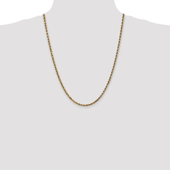 14KT Yellow Gold 24 inch 3.5mm Diamond-cut Rope with Lobster Clasp Chain