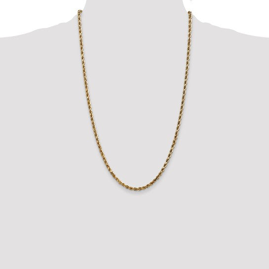 14KT Yellow Gold 26 inch 3.5mm Diamond-cut Rope with Lobster Clasp Chain