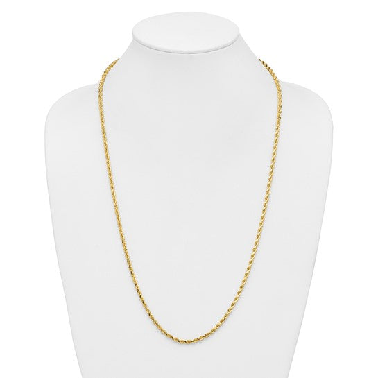 14KT Yellow Gold 28 inch 3.5mm Diamond-cut Rope with Lobster Clasp Chain