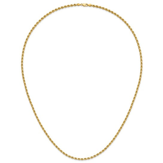 14KT Yellow Gold 28 inch 3.5mm Diamond-cut Rope with Lobster Clasp Chain