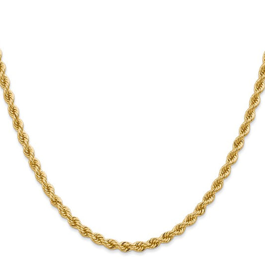 14KT Yellow Gold 30 inch 3.65mm Regular Rope with Lobster Clasp Chain