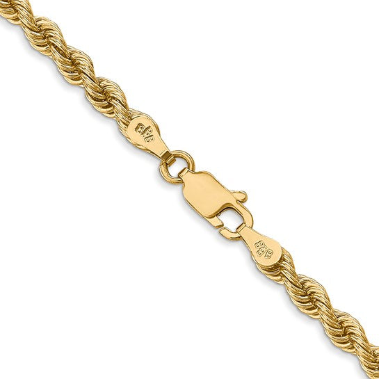 14KT Yellow Gold 26 inch 3.65mm Regular Rope with Lobster Clasp Chain