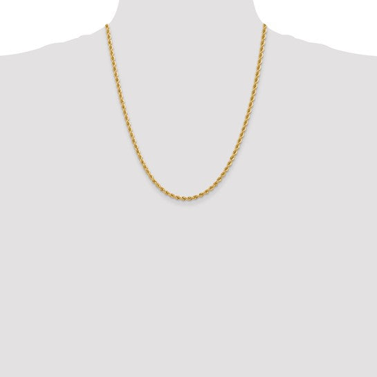 14kt Yellow Gold 22 inch 3.65mm Regular Rope with Lobster Clasp Chain