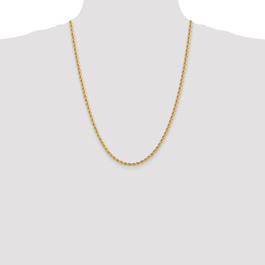 14kt Yellow Gold 24 inch 3.65mm Regular Rope with Lobster Clasp Chain