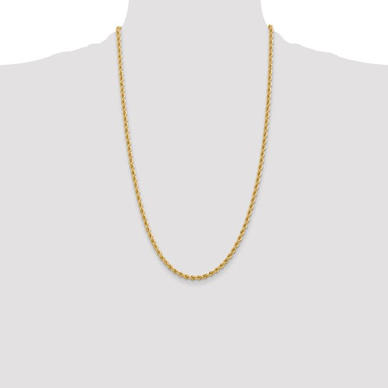 14KT Yellow Gold 26 inch 3.65mm Regular Rope with Lobster Clasp Chain