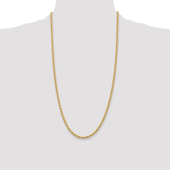 14KT Yellow Gold 28 inch 3.65mm Regular Rope with Lobster Clasp Chain
