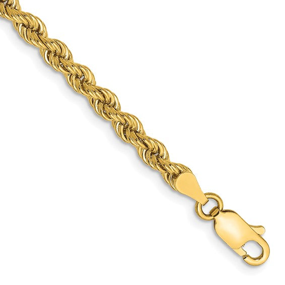 14kt Yellow Gold 9 inch 3.65mm Regular Rope with Lobster Clasp Chain
