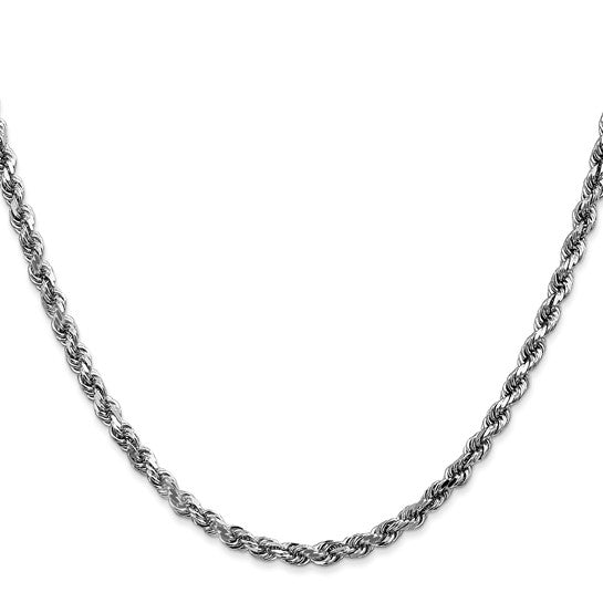 14KT White Gold 28 inch 3.5mm Diamond-cut Rope with Lobster Clasp Chain