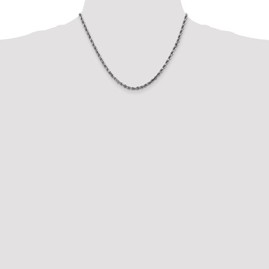 14kt White Gold 18 inch 3.5mm Diamond-cut Rope with Lobster Clasp Chain
