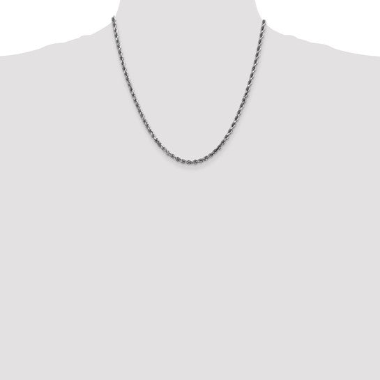 14kt White Gold 20 inch 3.5mm Diamond-cut Rope with Lobster Clasp Chain