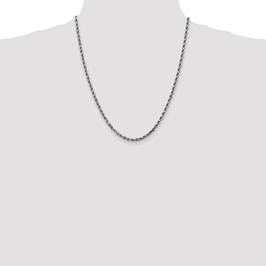 14KT White Gold 22 inch 3.5mm Diamond-cut Rope with Lobster Clasp Chain
