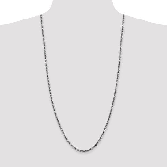 14KT White Gold 30 inch 3.5mm Diamond-cut Rope with Lobster Clasp Chain