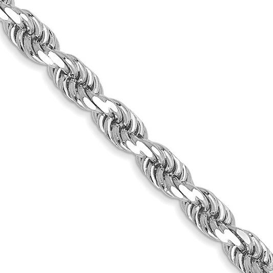 14kt White Gold 18 inch 3.5mm Diamond-cut Rope with Lobster Clasp Chain