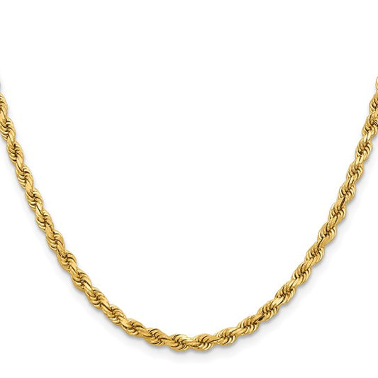14KT Yellow Gold 24 inch 3.75mm Diamond-cut Rope with Lobster Clasp Chain