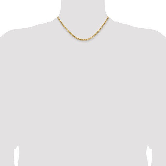 14kt Yellow Gold 16 inch 3.75mm Diamond-cut Rope with Lobster Clasp Chain