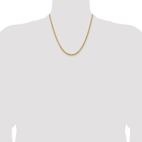 14kt Yellow Gold 20 inch 3.75mm Diamond-cut Rope with Lobster Clasp Chain
