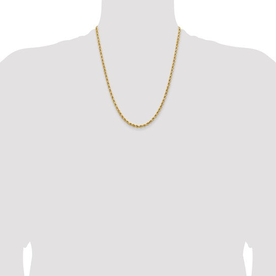14kt Yellow Gold 22 inch 3.75mm Diamond-cut Rope with Lobster Clasp Chain