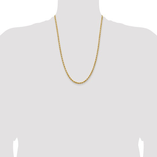 14KT Yellow Gold 24 inch 3.75mm Diamond-cut Rope with Lobster Clasp Chain