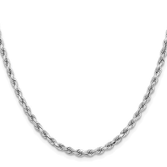14kt White Gold 28 inch 3.75mm Diamond-cut Rope with Lobster Clasp Chain