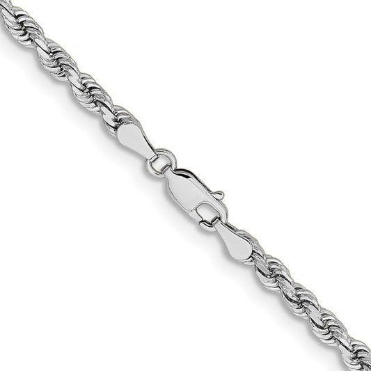 14kt White Gold 20 inch 3.75mm Diamond-cut Rope with Lobster Clasp Chain