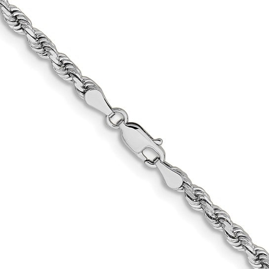 14kt White Gold 28 inch 3.75mm Diamond-cut Rope with Lobster Clasp Chain