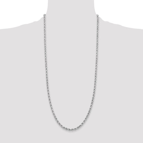 14KT White Gold 30 inch 3.75mm Diamond-cut Rope with Lobster Clasp Chain