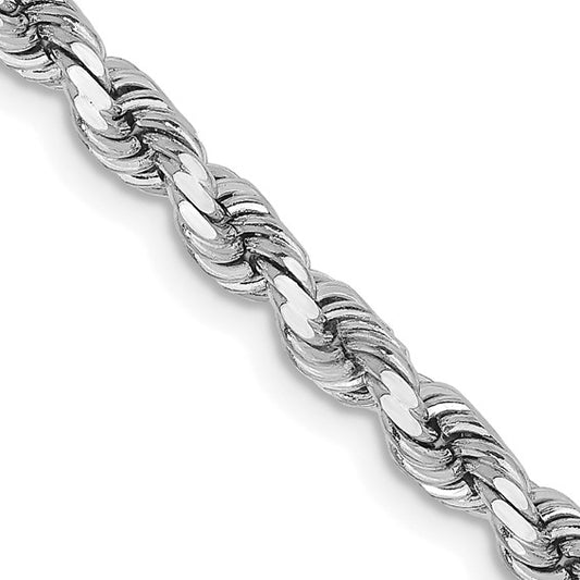 14kt White Gold 28 inch 3.75mm Diamond-cut Rope with Lobster Clasp Chain