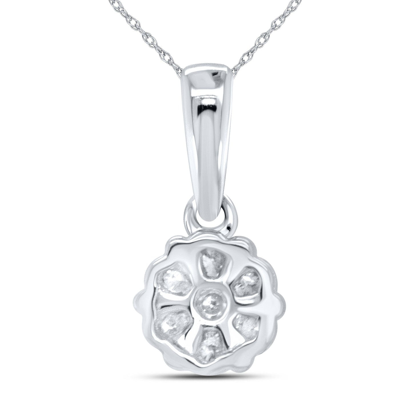 14KT WHITE GOLD 0.25 CTW DIAMOND CROSS, 10KT CHAIN