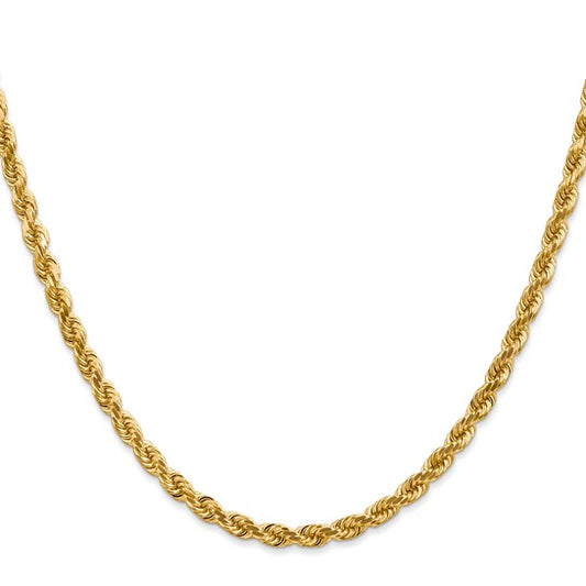 14KT Yellow Gold 26 inch 4mm Diamond-cut Rope with Lobster Clasp Chain