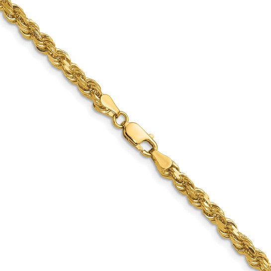 14KT Yellow Gold 16 inch 4mm Diamond-cut Rope with Lobster Clasp Chain